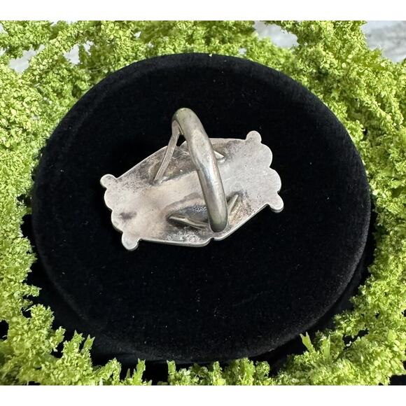 Old Pawn Native American Sterling Silver Turquoise Ring Size 7 - Picture 4 of 5